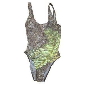 Vintage Solar Made in Germany Snakeskin Palm Leaf One Piece Swimsuit Size 7/8